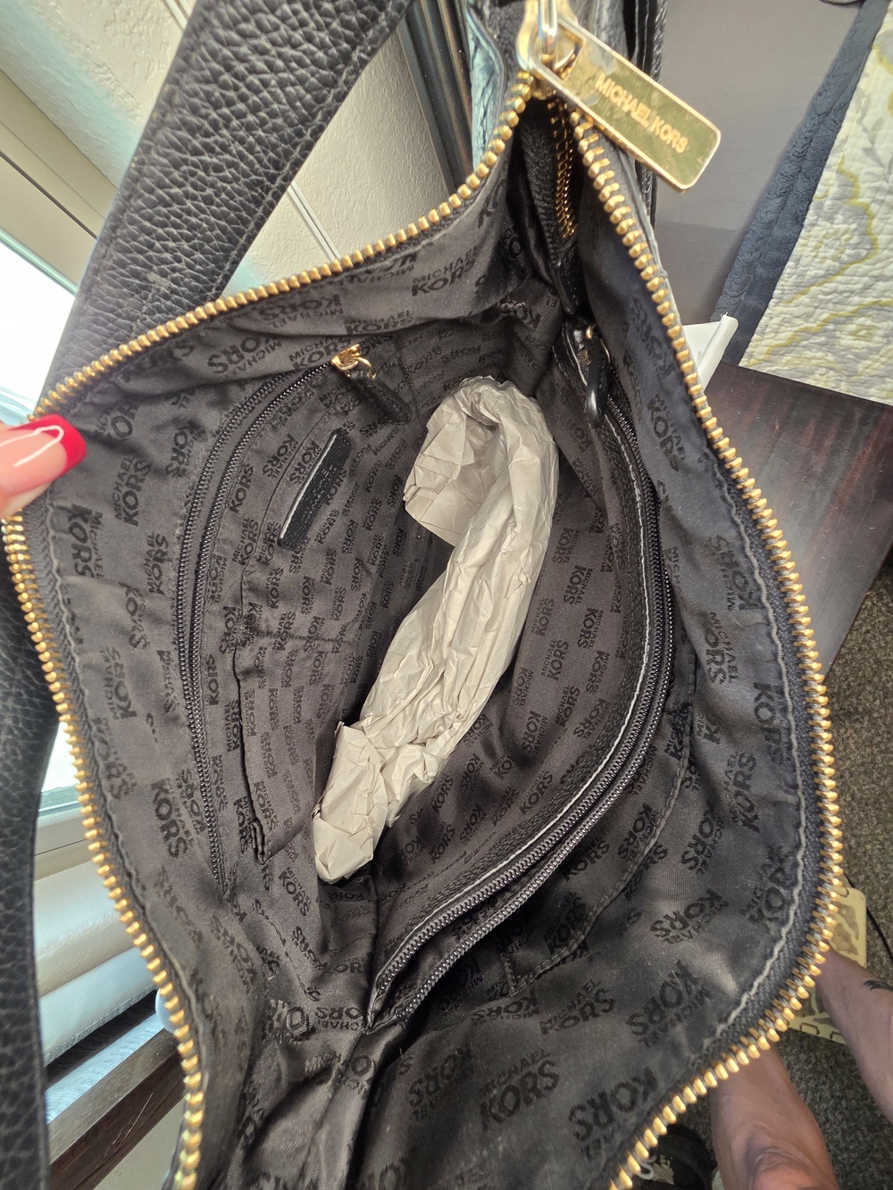 Michael Kors Black Pebbled Leather Hobo Bag - Picture 5 of 6